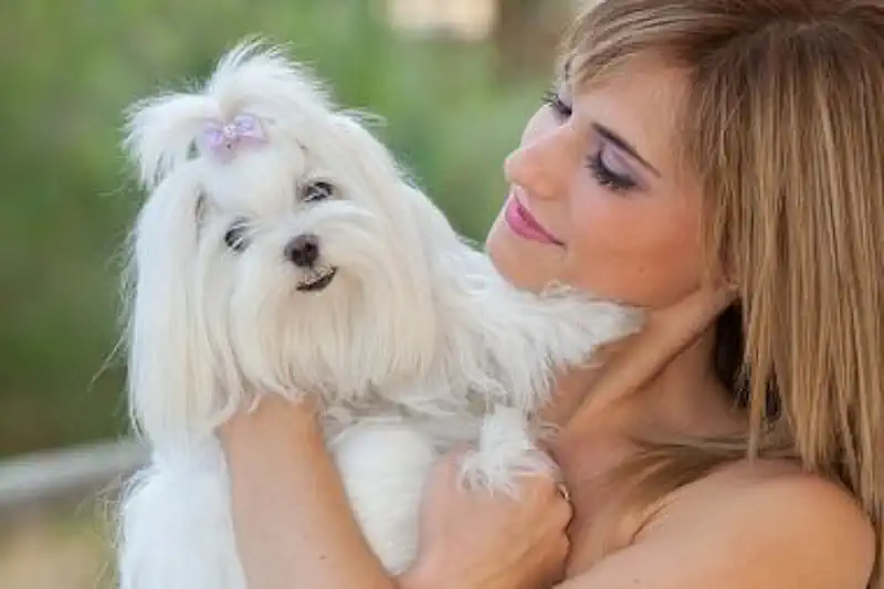 Cuddling with her Dog